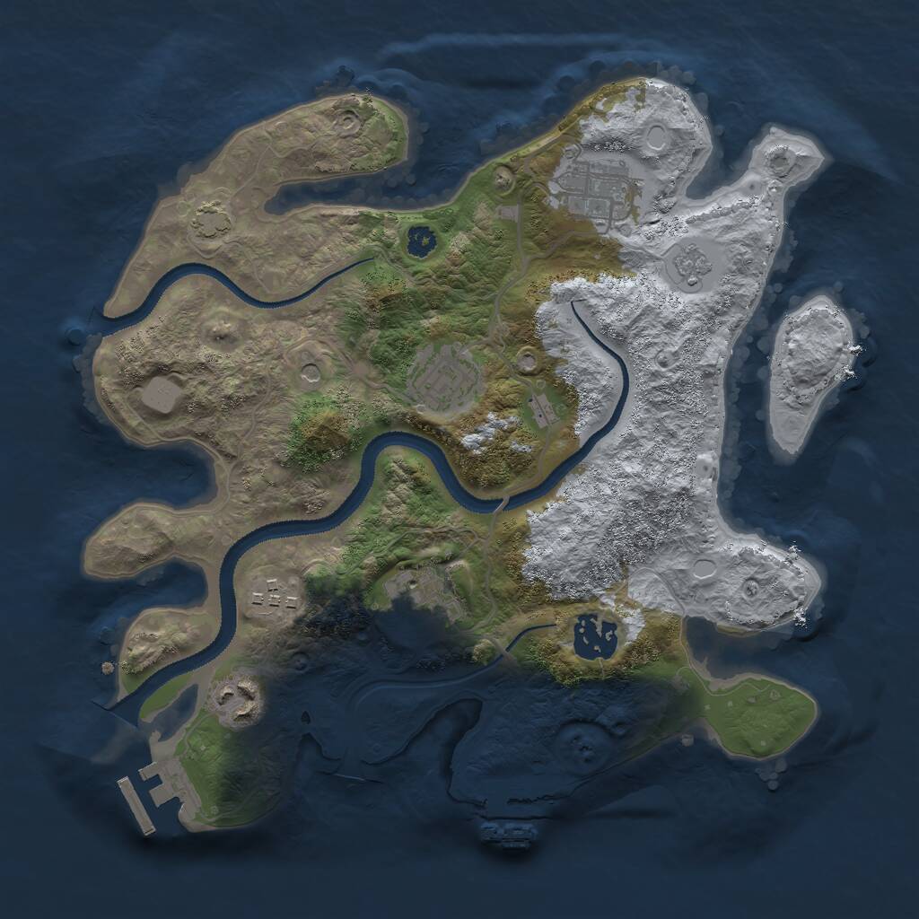 Rust Map: Procedural Map, Size: 3000, Seed: 1811307779, 12 Monuments