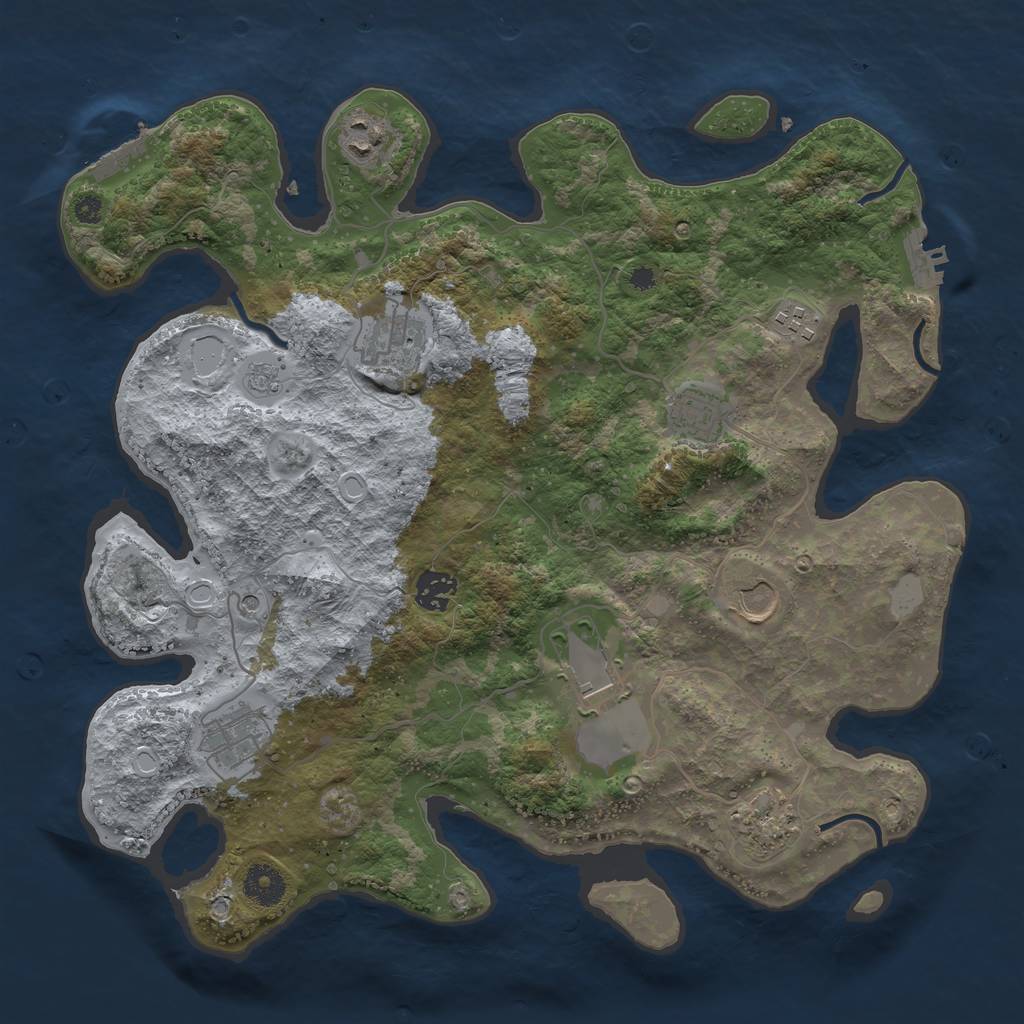 Rust Map: Procedural Map, Size: 3700, Seed: 106601603, 16 Monuments