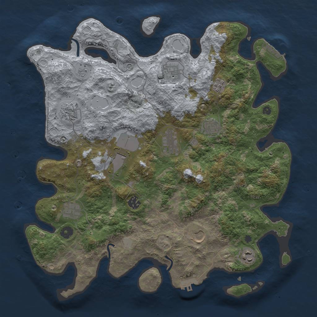 Rust Map: Procedural Map, Size: 3850, Seed: 554899214, 17 Monuments