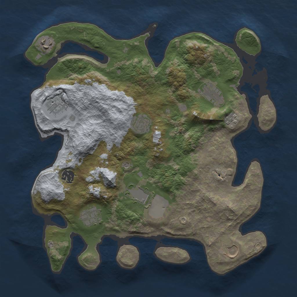 Rust Map: Barren, Size: 3500, Seed: 3486489, 12 Monuments