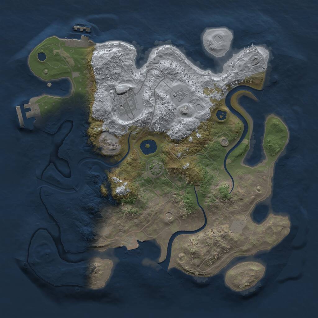 Rust Map: Procedural Map, Size: 3000, Seed: 1100560133, 7 Monuments