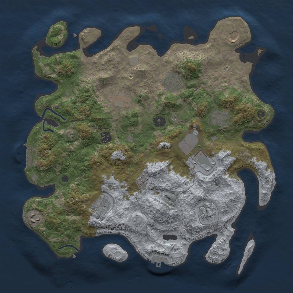 Rust Map: Procedural Map, Size: 3750, Seed: 232643102, 17 Monuments