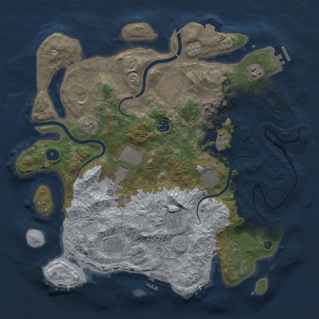 Rust Map: Procedural Map, Size: 3950, Seed: 572750611, 16 Monuments