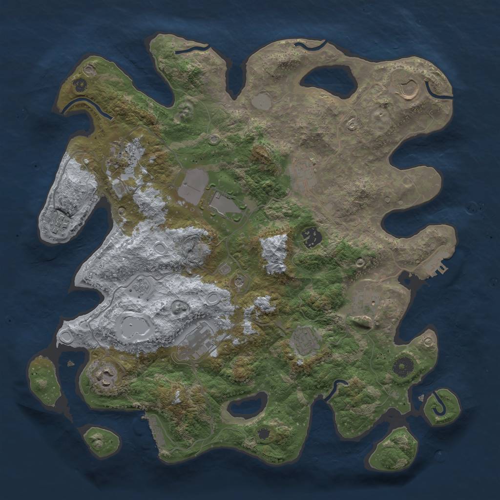 Rust Map: Procedural Map, Size: 3750, Seed: 148331290, 17 Monuments