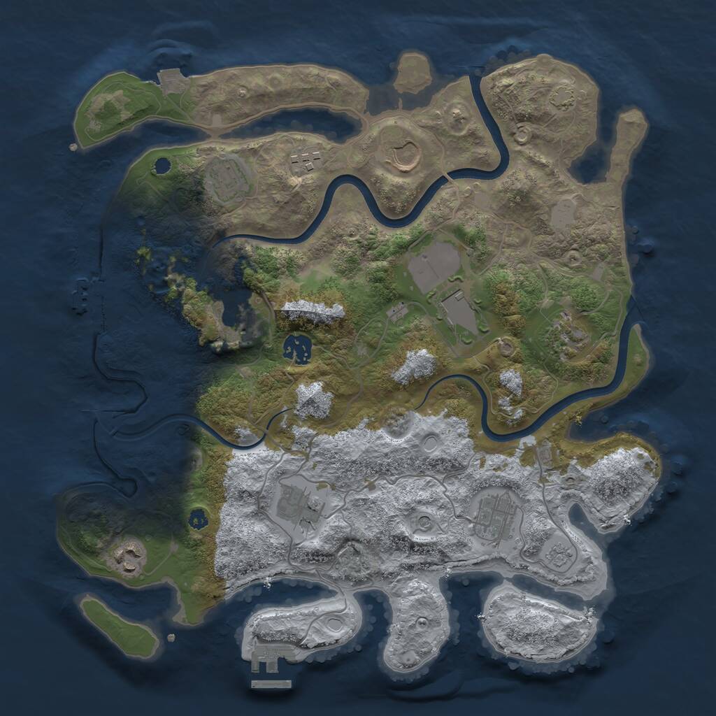 Rust Map: Procedural Map, Size: 3600, Seed: 21103, 16 Monuments