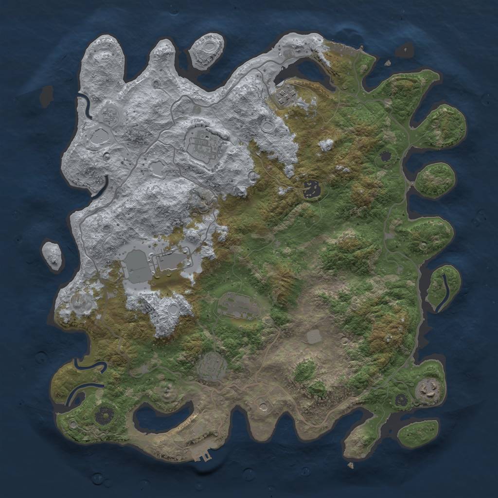 Rust Map: Procedural Map, Size: 4000, Seed: 46859, 14 Monuments