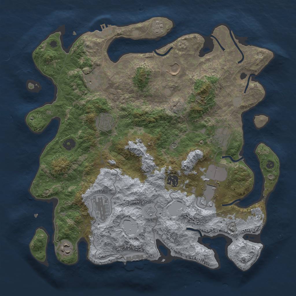 Rust Map: Procedural Map, Size: 3750, Seed: 12199138, 16 Monuments