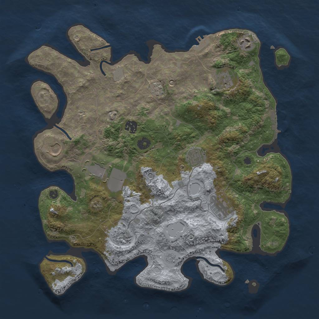 Rust Map: Procedural Map, Size: 3750, Seed: 1096169531, 16 Monuments