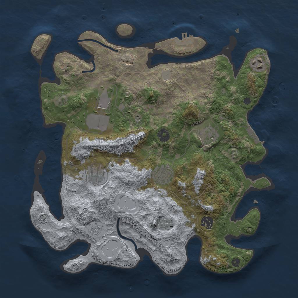 Rust Map: Procedural Map, Size: 3500, Seed: 1543205280, 14 Monuments