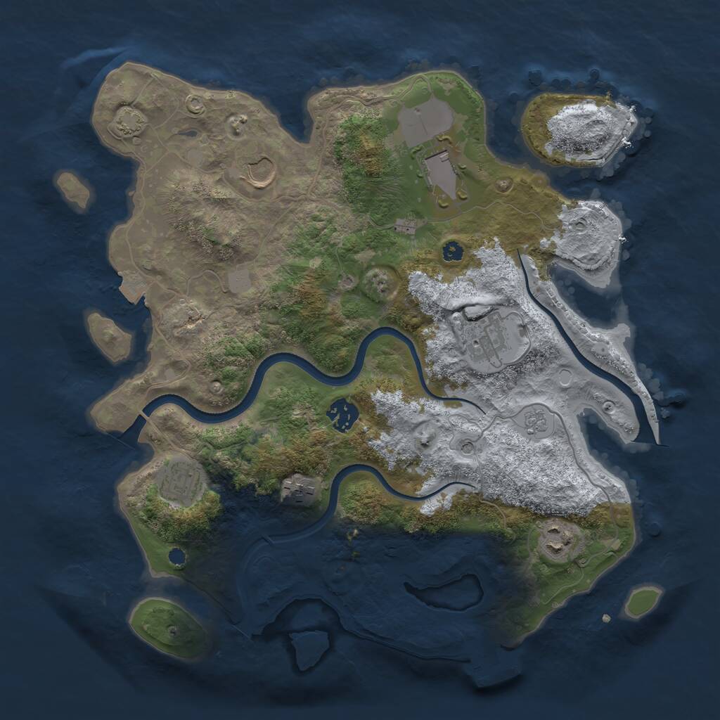 Rust Map: Procedural Map, Size: 3500, Seed: 215519500, 12 Monuments