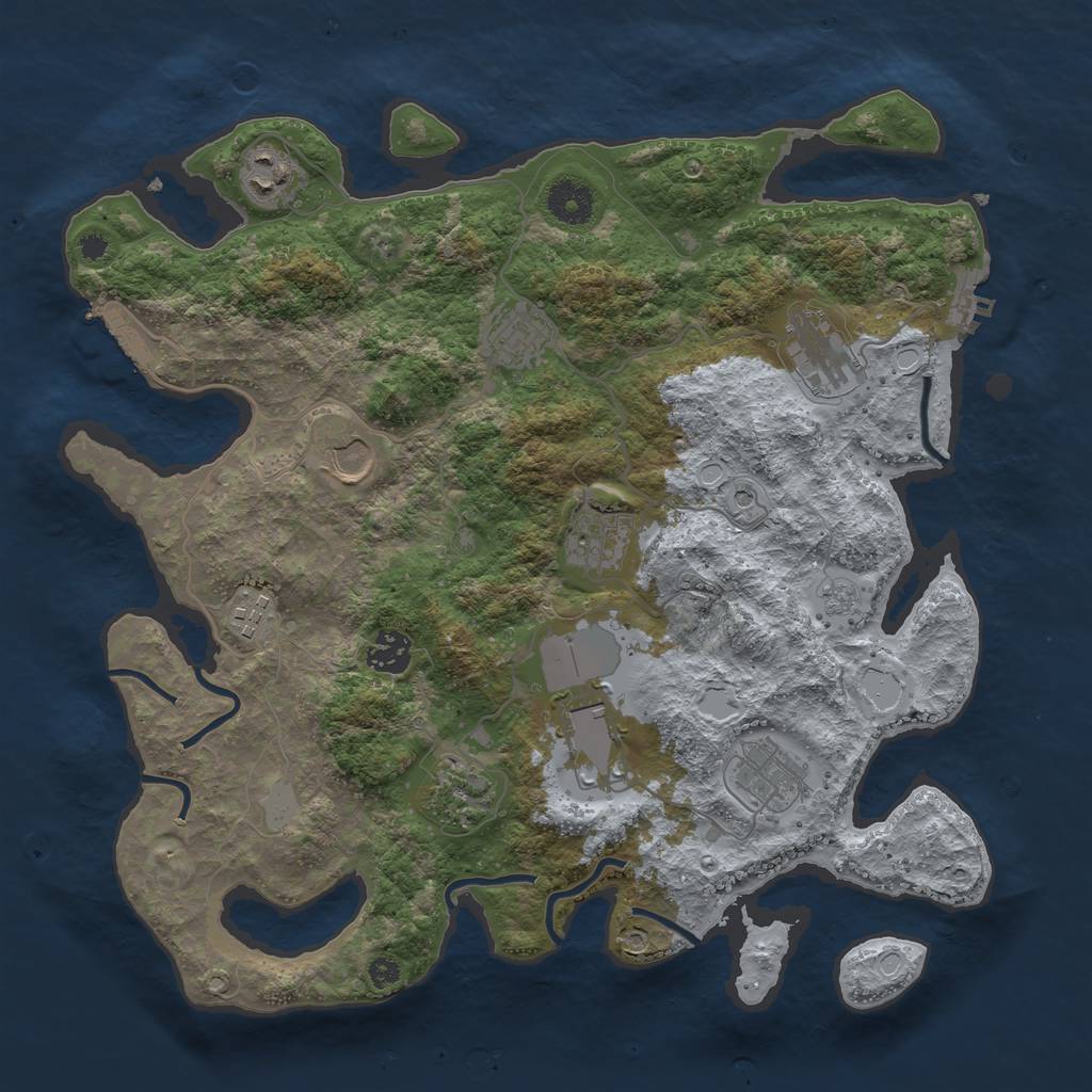 Rust Map: Procedural Map, Size: 3650, Seed: 1376035328, 17 Monuments