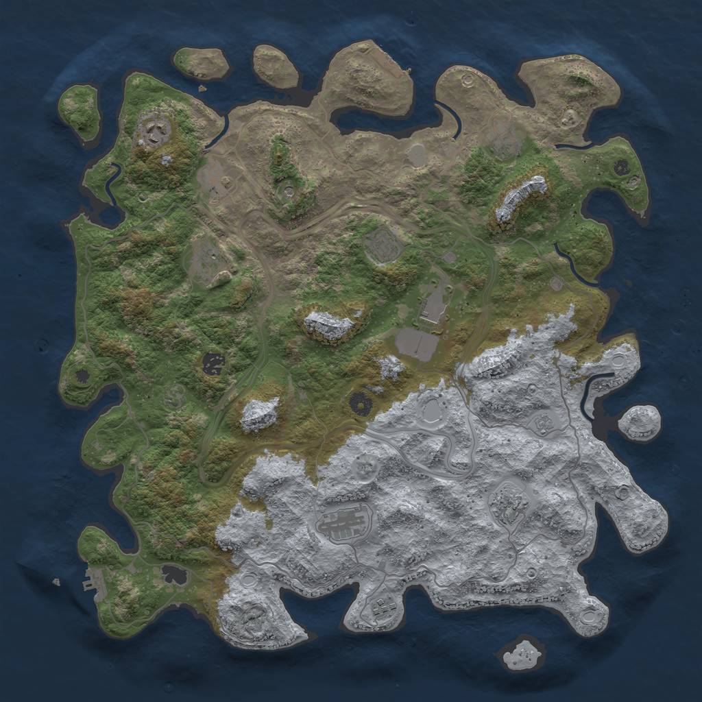 Rust Map: Procedural Map, Size: 4500, Seed: 4912938, 17 Monuments