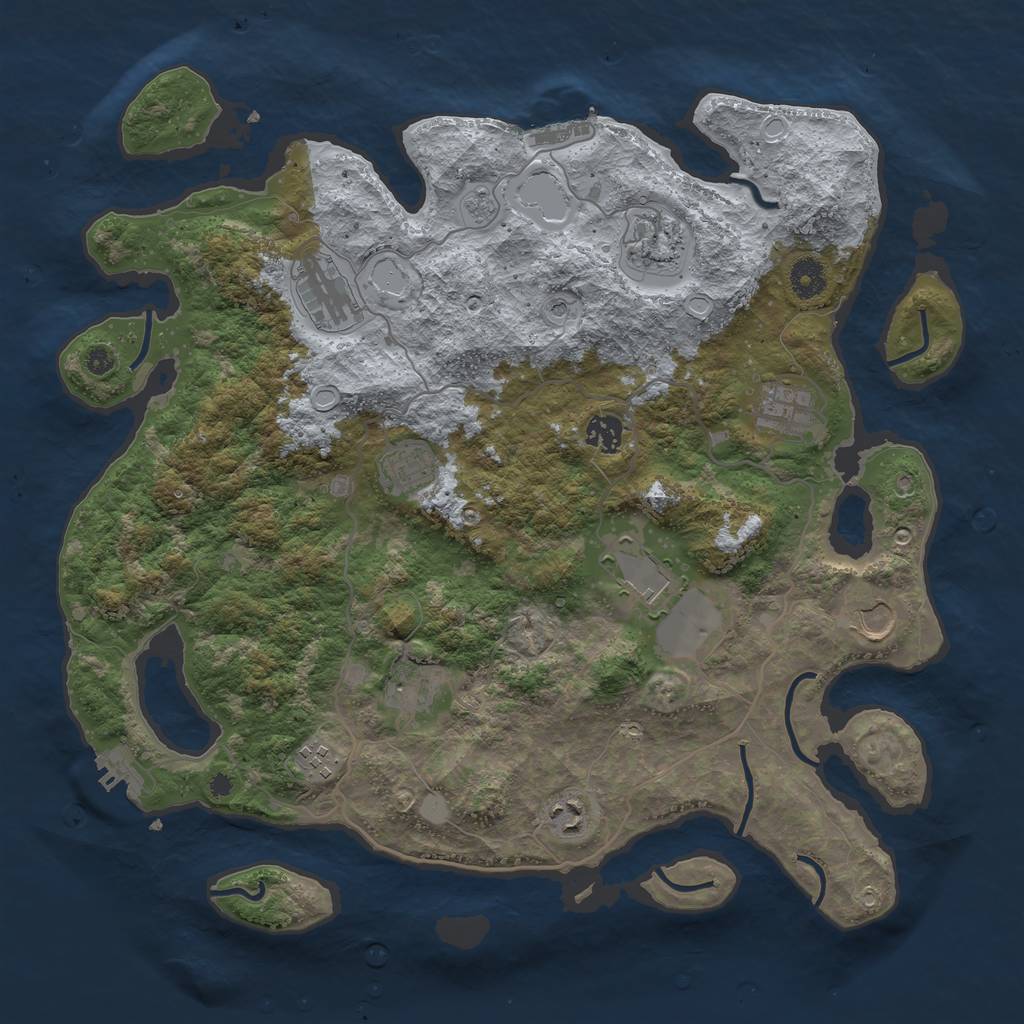 Rust Map: Procedural Map, Size: 4000, Seed: 841324239, 17 Monuments
