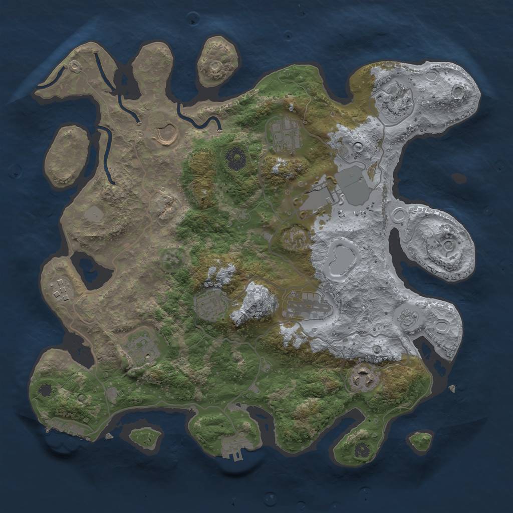 Rust Map: Procedural Map, Size: 3500, Seed: 882318663, 16 Monuments