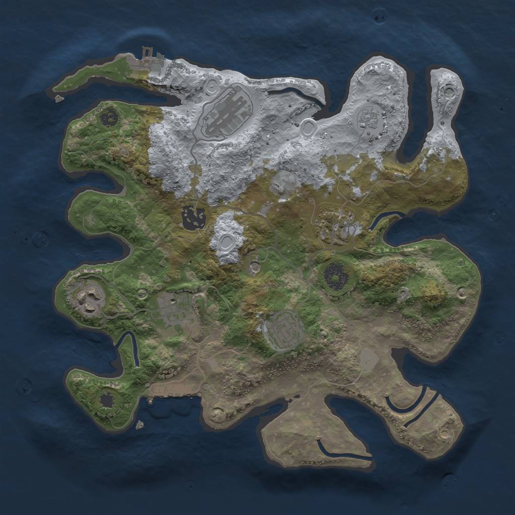 Rust Map: Procedural Map, Size: 3000, Seed: 1097734312, 13 Monuments