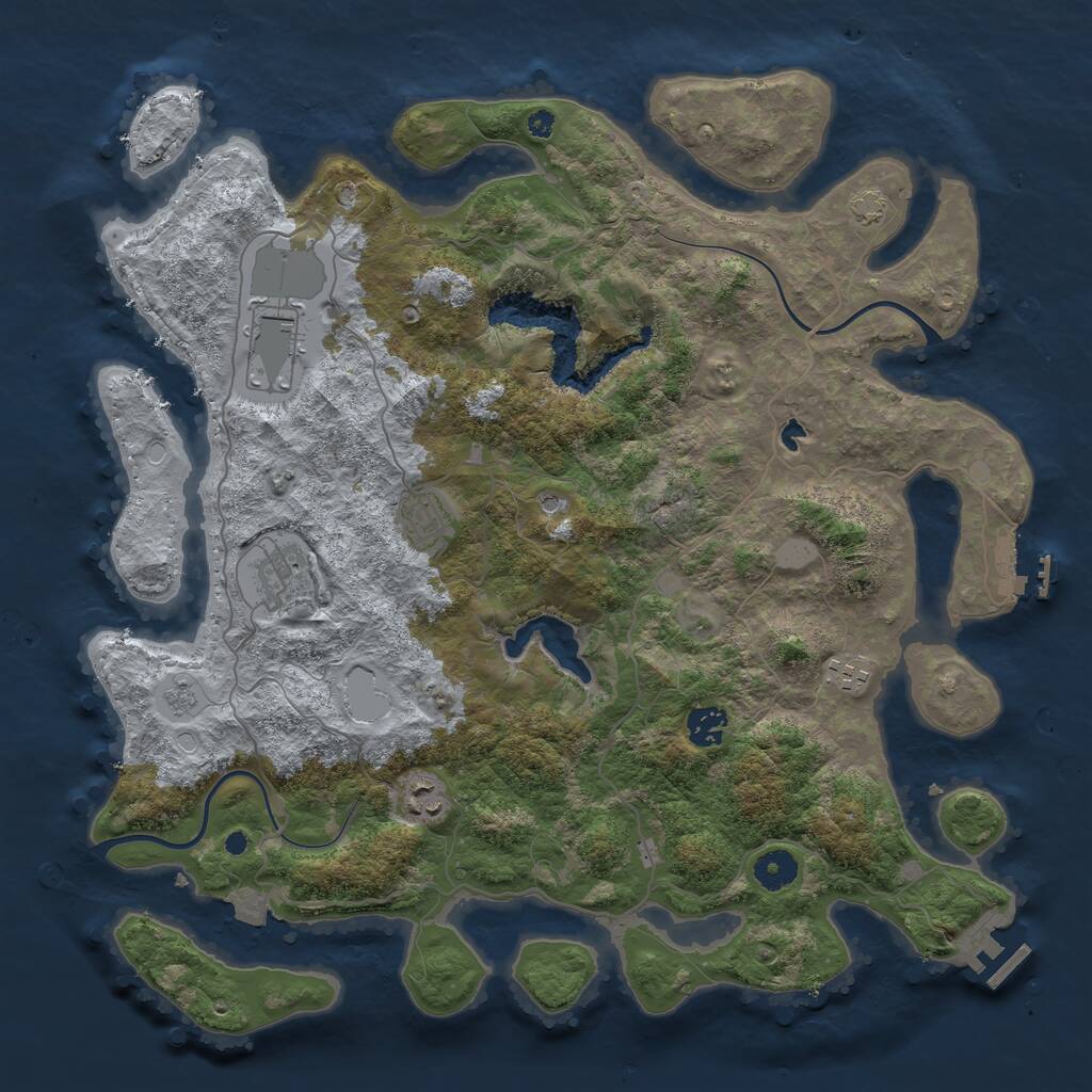 Rust Map: Procedural Map, Size: 4000, Seed: 889264959, 12 Monuments