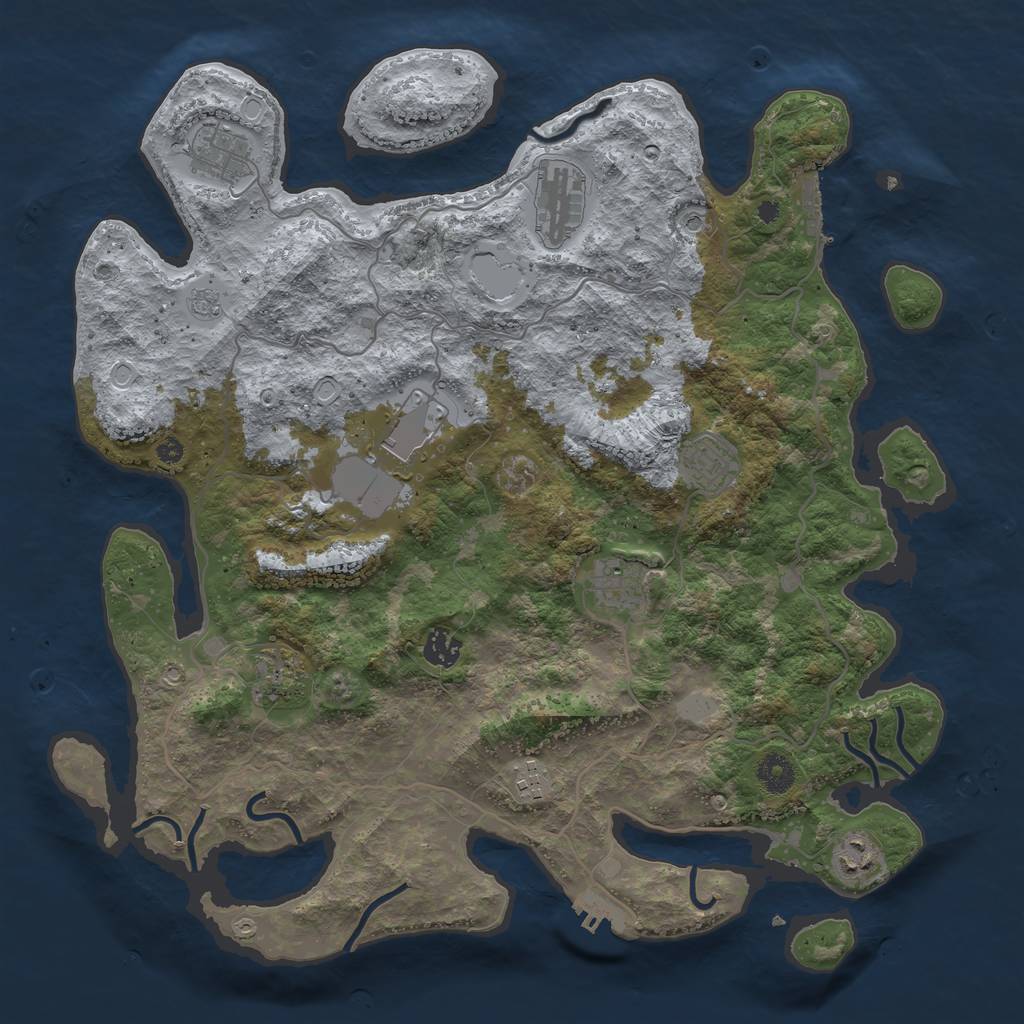 Rust Map: Procedural Map, Size: 4000, Seed: 571989977, 16 Monuments