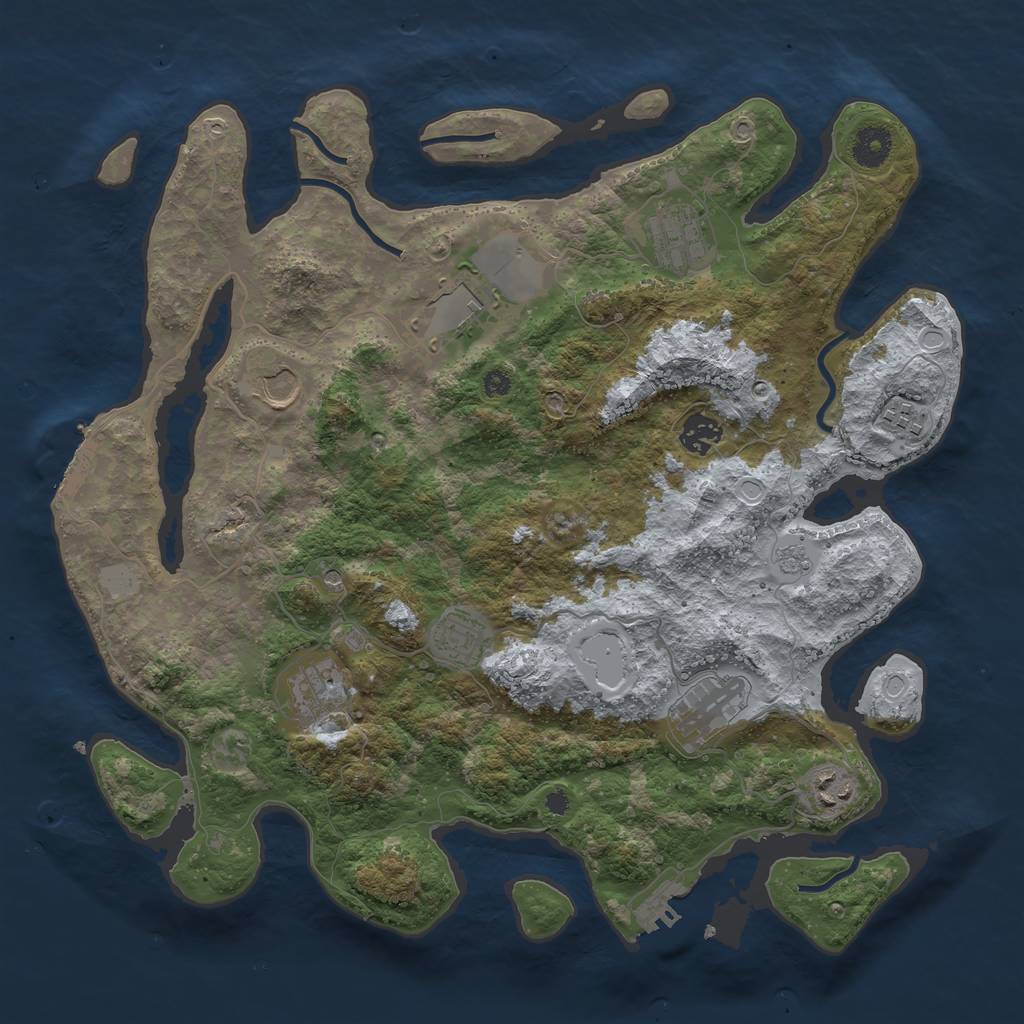 Rust Map: Procedural Map, Size: 3800, Seed: 236665123, 16 Monuments