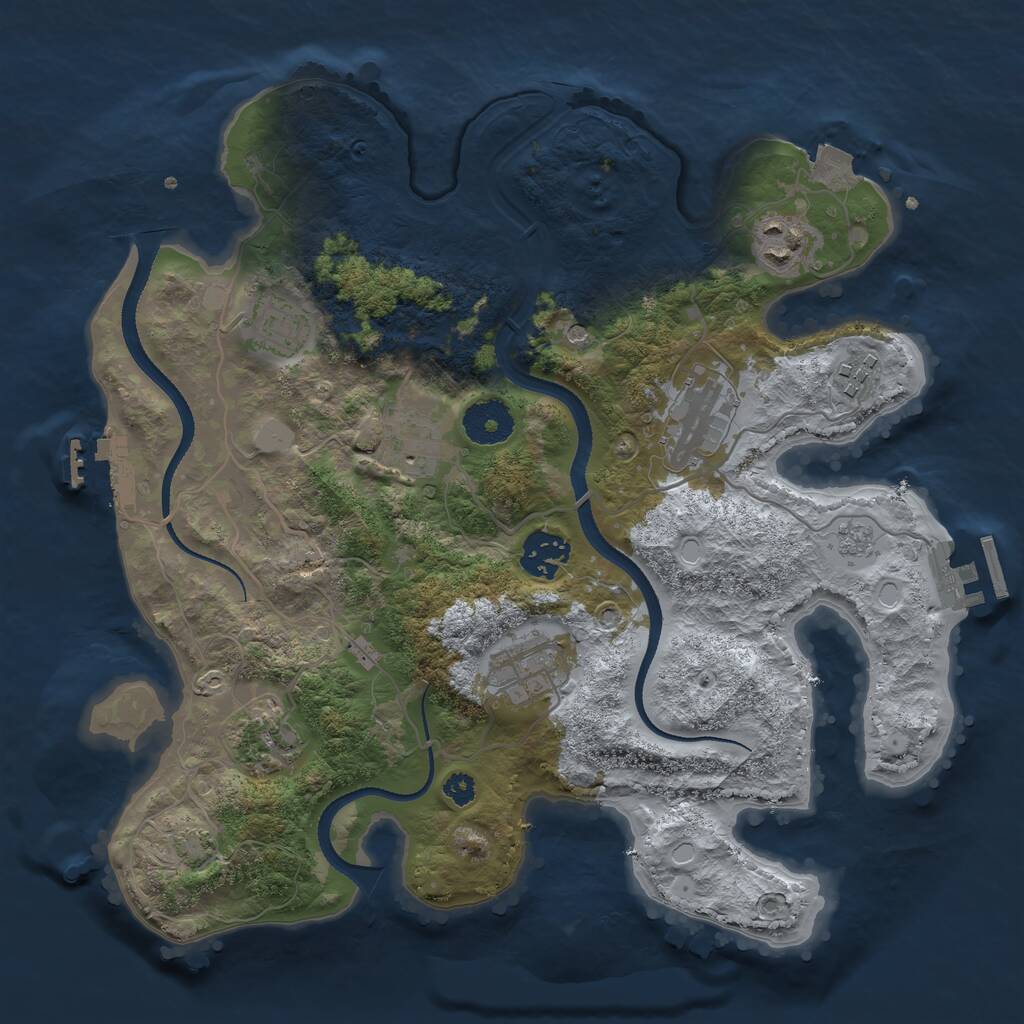 Rust Map: Procedural Map, Size: 3250, Seed: 51726, 14 Monuments