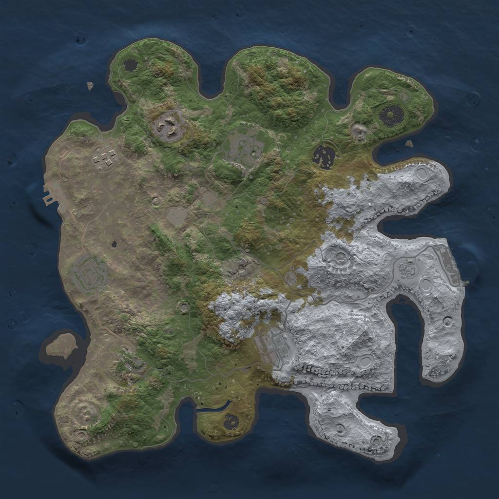Rust Map: Procedural Map, Size: 3250, Seed: 51726, 14 Monuments