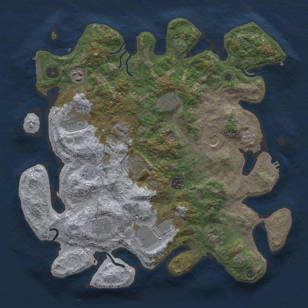 Rust Map: Procedural Map, Size: 3800, Seed: 23690, 17 Monuments