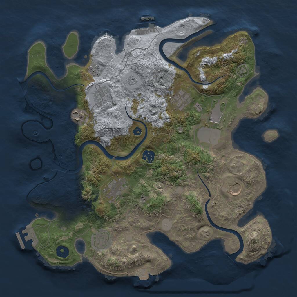 Rust Map: Procedural Map, Size: 3500, Seed: 1463692895, 15 Monuments