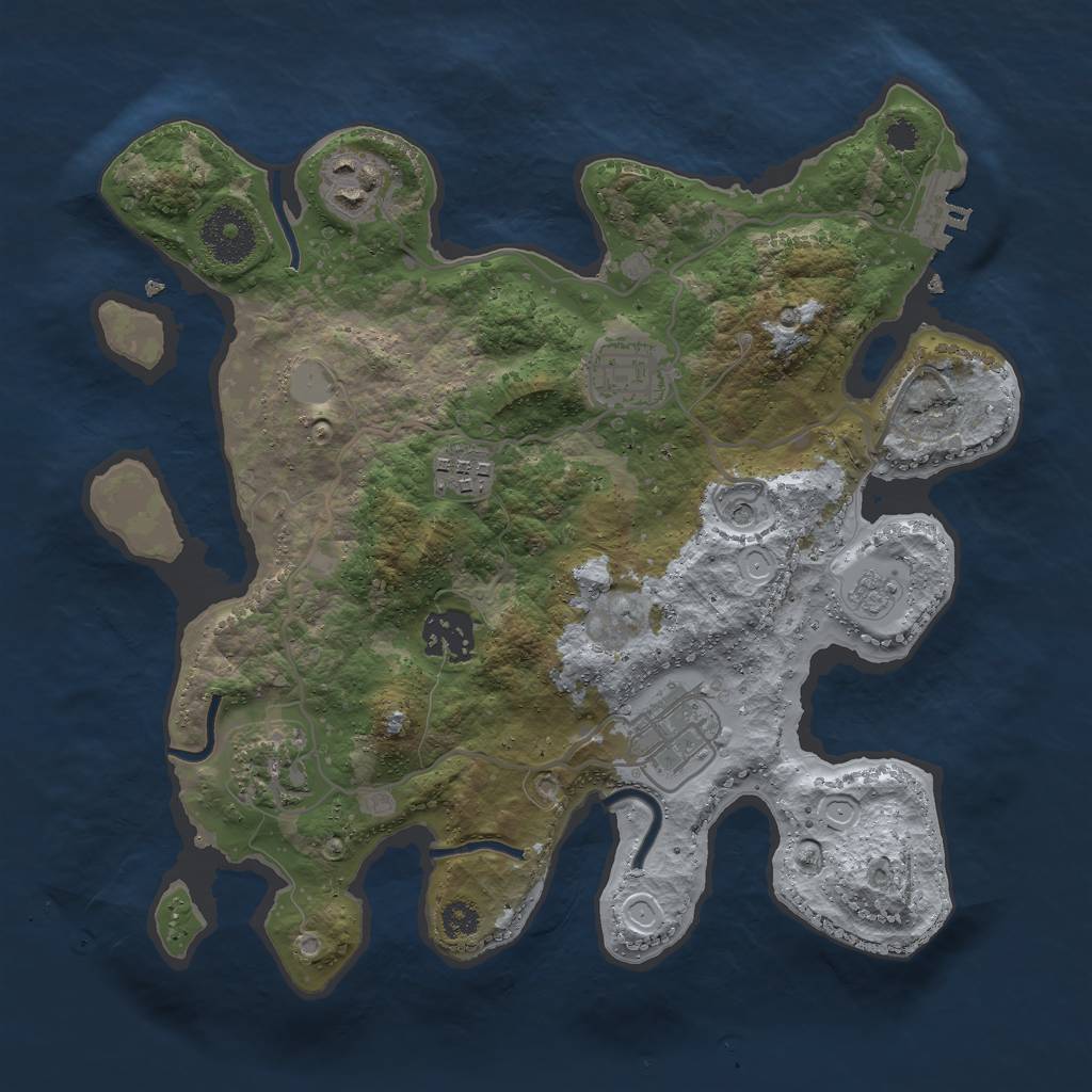 Rust Map: Procedural Map, Size: 3000, Seed: 2451357, 12 Monuments