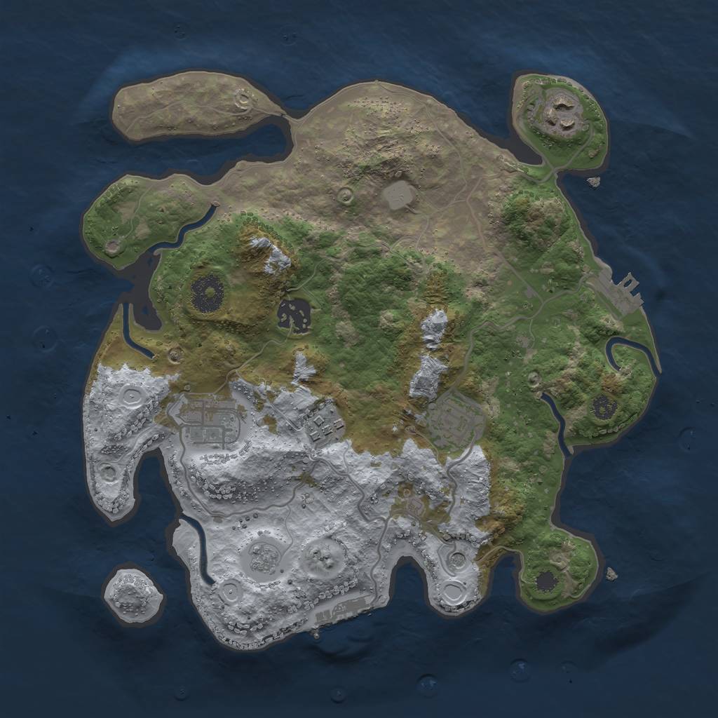 Rust Map: Procedural Map, Size: 3000, Seed: 2454021, 12 Monuments