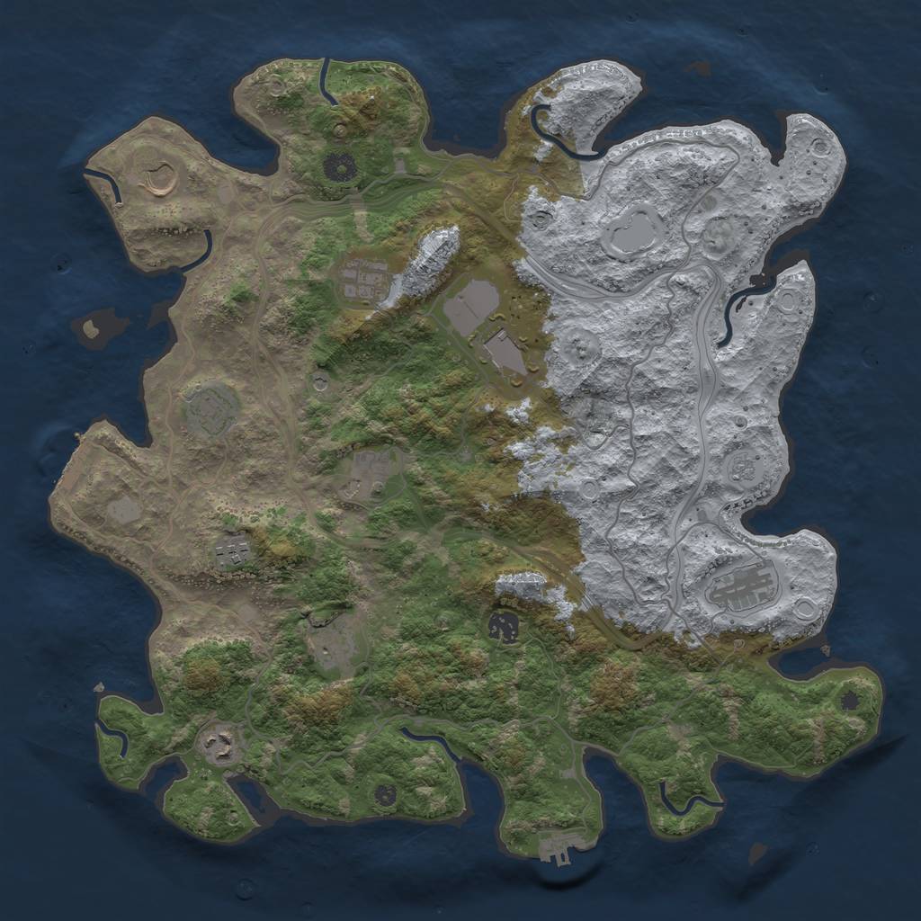Rust Map: Procedural Map, Size: 4250, Seed: 938511445, 17 Monuments