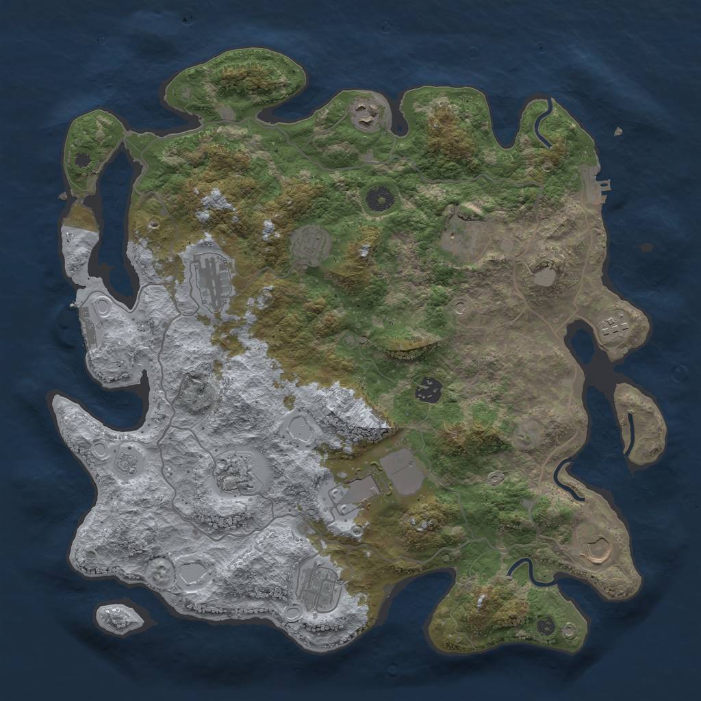Rust Map: Procedural Map, Size: 4000, Seed: 1163574757, 17 Monuments
