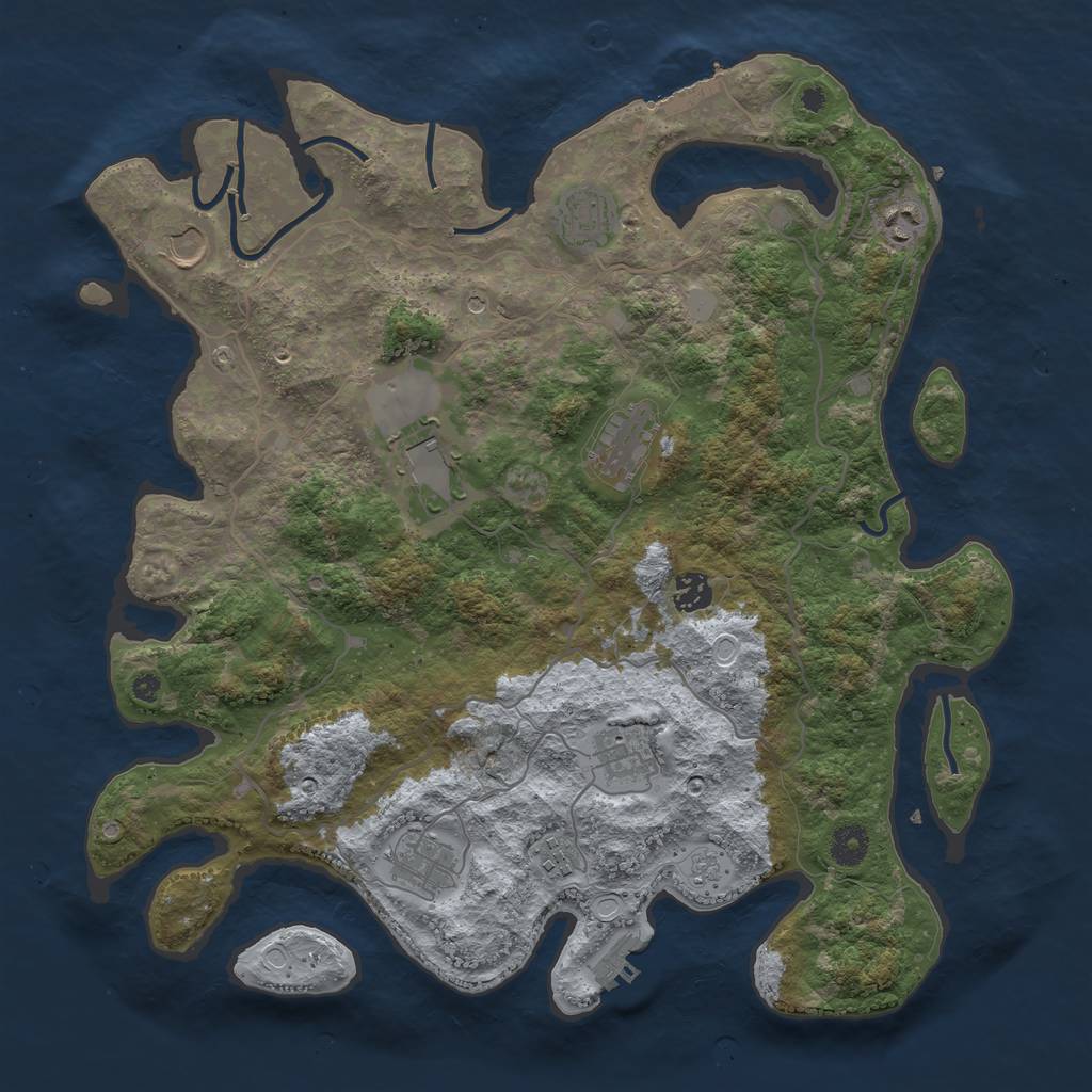 Rust Map: Procedural Map, Size: 4000, Seed: 1812813054, 16 Monuments