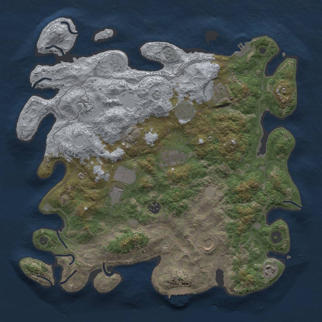 Rust Map: Procedural Map, Size: 4000, Seed: 2042670354, 16 Monuments