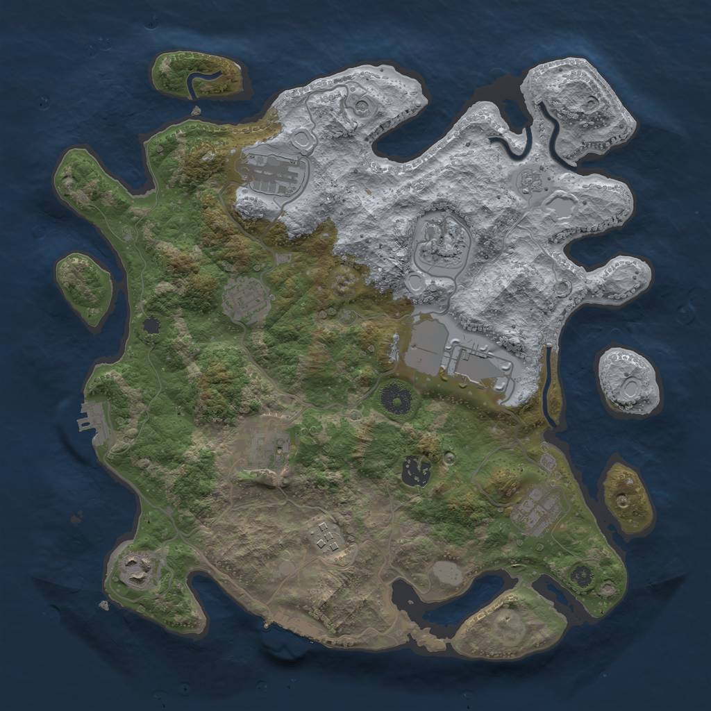 Rust Map: Procedural Map, Size: 3500, Seed: 215616665, 16 Monuments