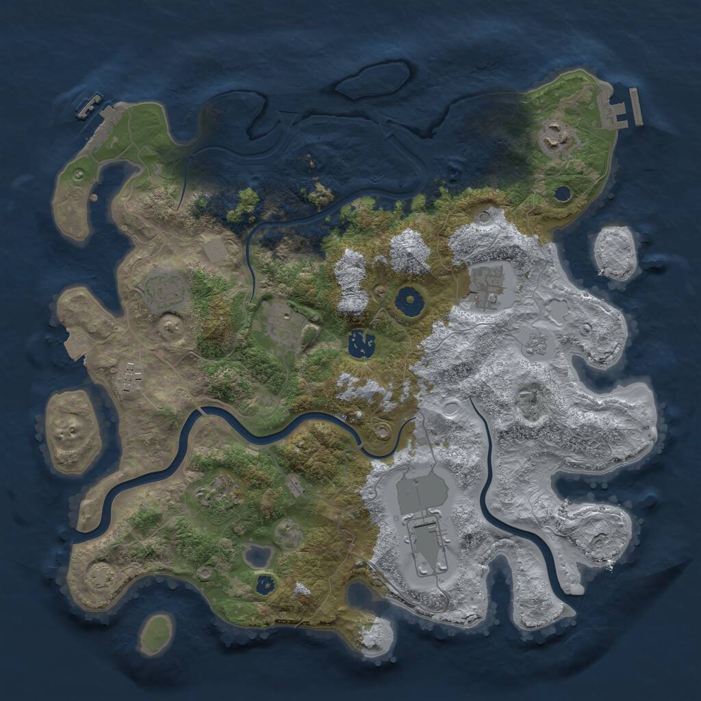 Rust Map: Procedural Map, Size: 3700, Seed: 1239, 14 Monuments