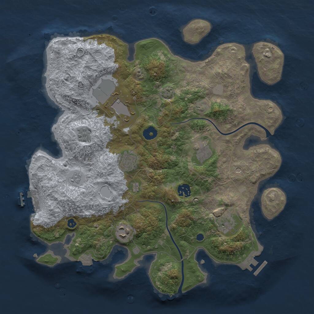 Rust Map: Procedural Map, Size: 3500, Seed: 1491996547, 13 Monuments