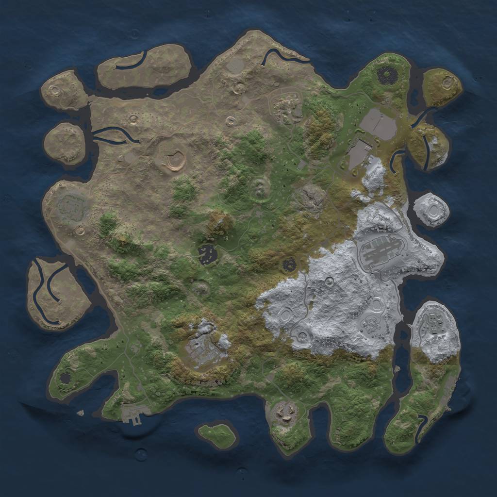 Rust Map: Procedural Map, Size: 3700, Seed: 1245120335, 16 Monuments