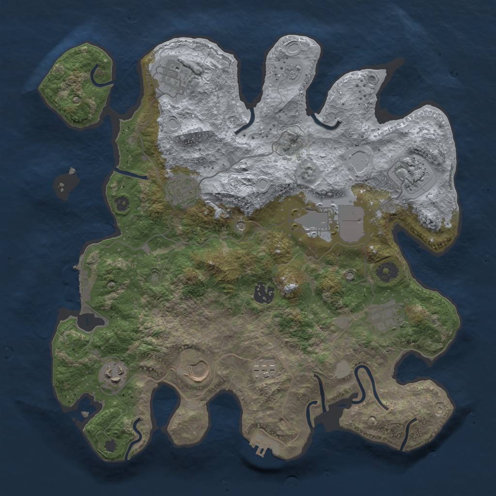 Rust Map: Procedural Map, Size: 3500, Seed: 311651430, 16 Monuments
