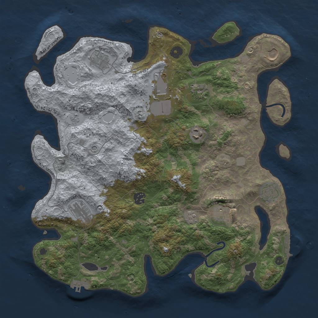 Rust Map: Procedural Map, Size: 3900, Seed: 27733210, 17 Monuments