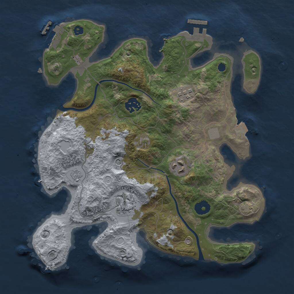Rust Map: Procedural Map, Size: 3000, Seed: 1228232575, 10 Monuments