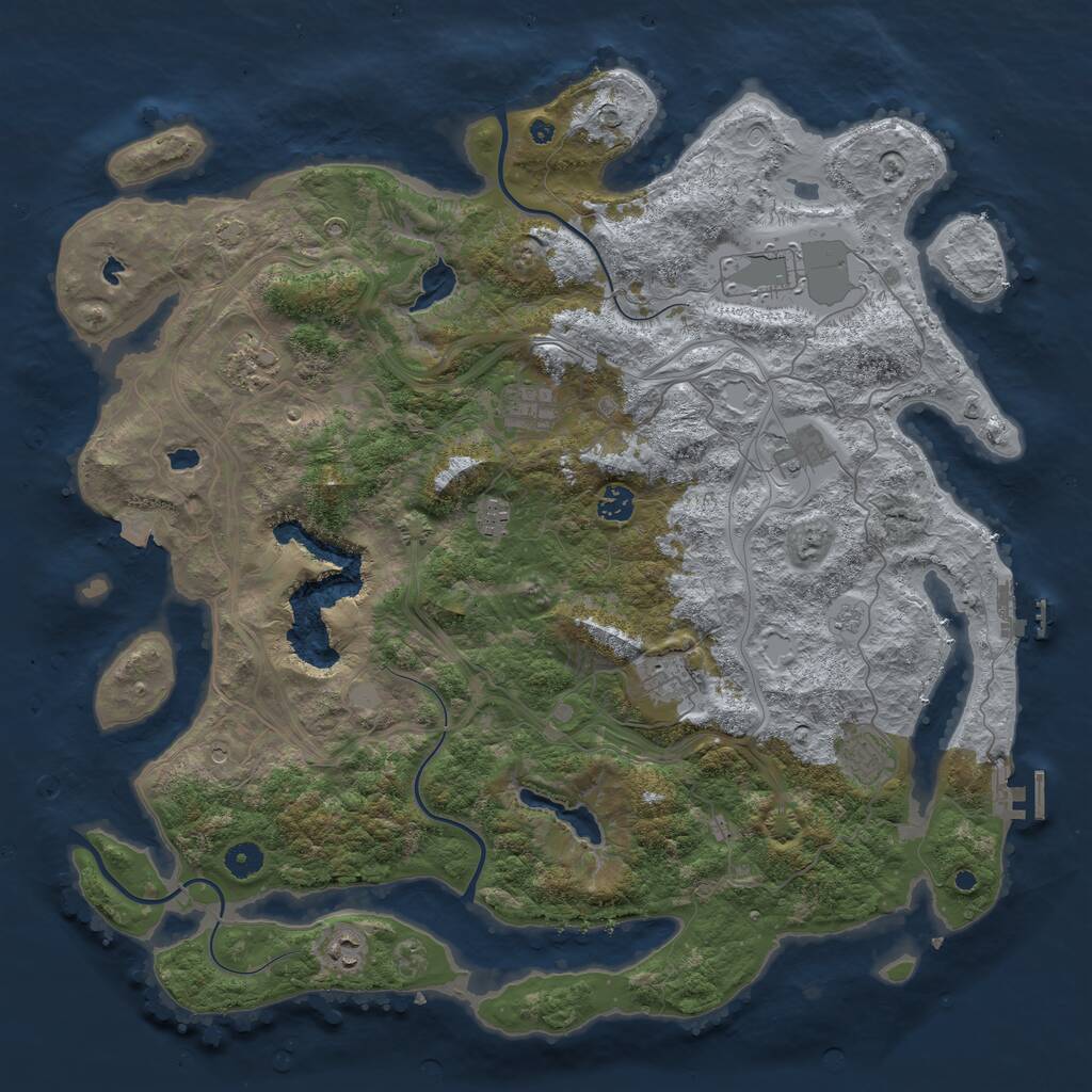 Rust Map: Procedural Map, Size: 4500, Seed: 1252623556, 15 Monuments
