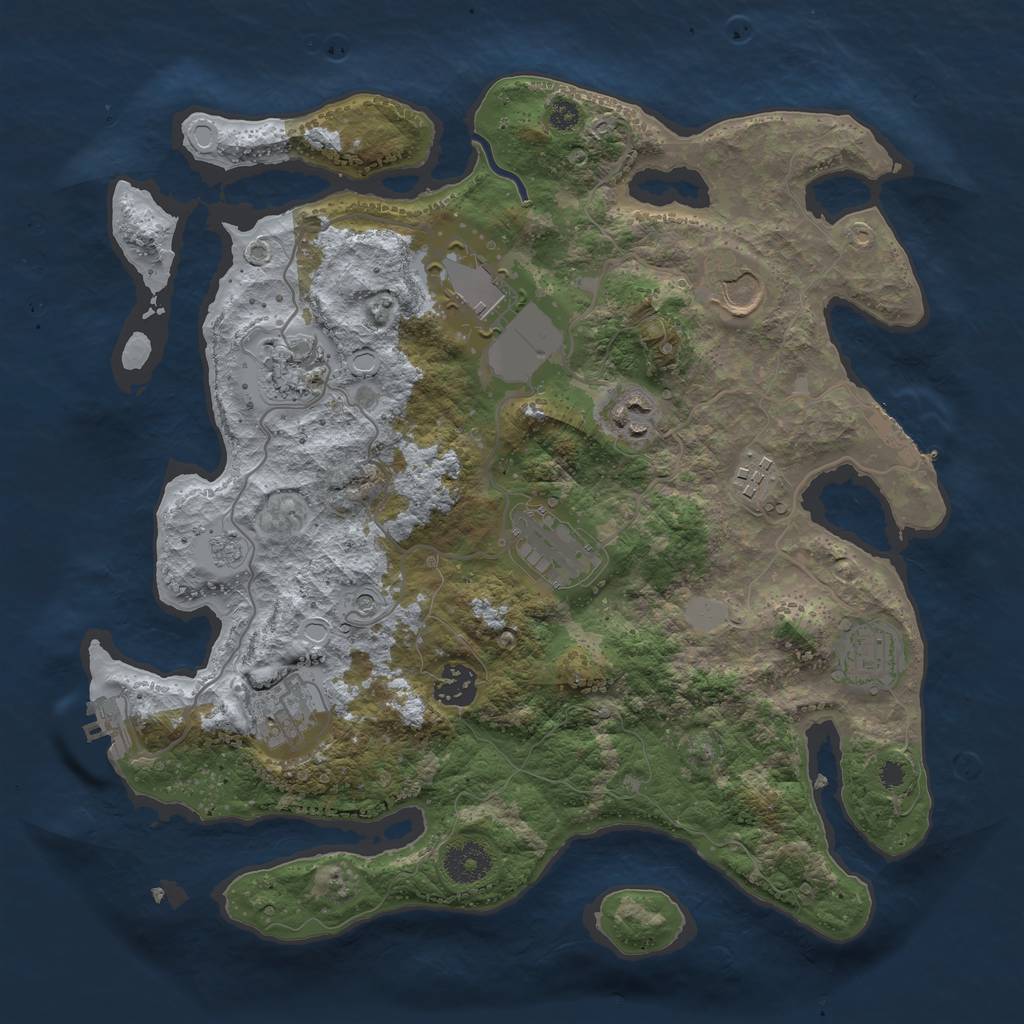 Rust Map: Procedural Map, Size: 3500, Seed: 732085645, 16 Monuments