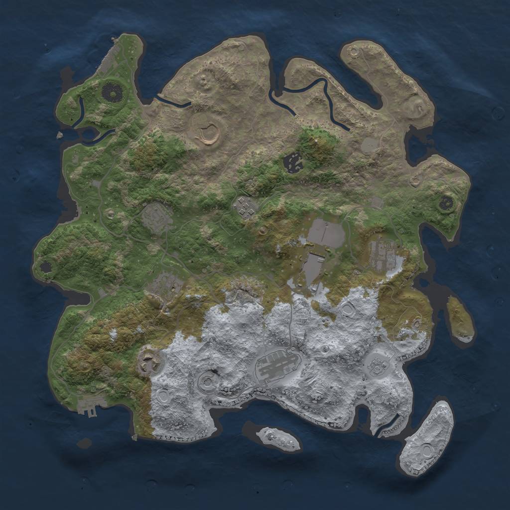 Rust Map: Procedural Map, Size: 3700, Seed: 82415557, 16 Monuments