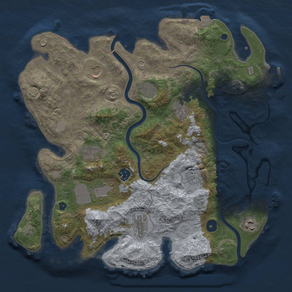 Rust Map: Procedural Map, Size: 3750, Seed: 1059619508, 16 Monuments