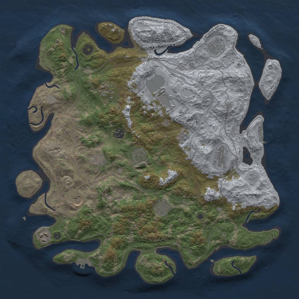 Rust Map: Procedural Map, Size: 4250, Seed: 1743332599, 18 Monuments
