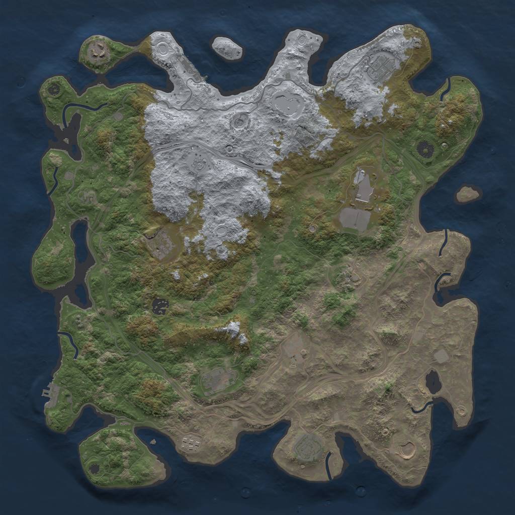 Rust Map: Procedural Map, Size: 4500, Seed: 81659935, 18 Monuments
