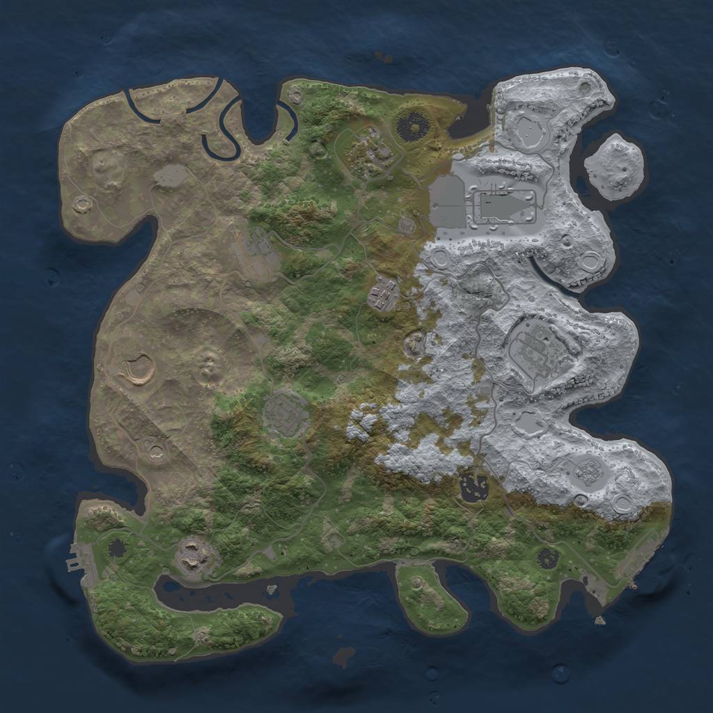 Rust Map: Procedural Map, Size: 3500, Seed: 5455463, 16 Monuments