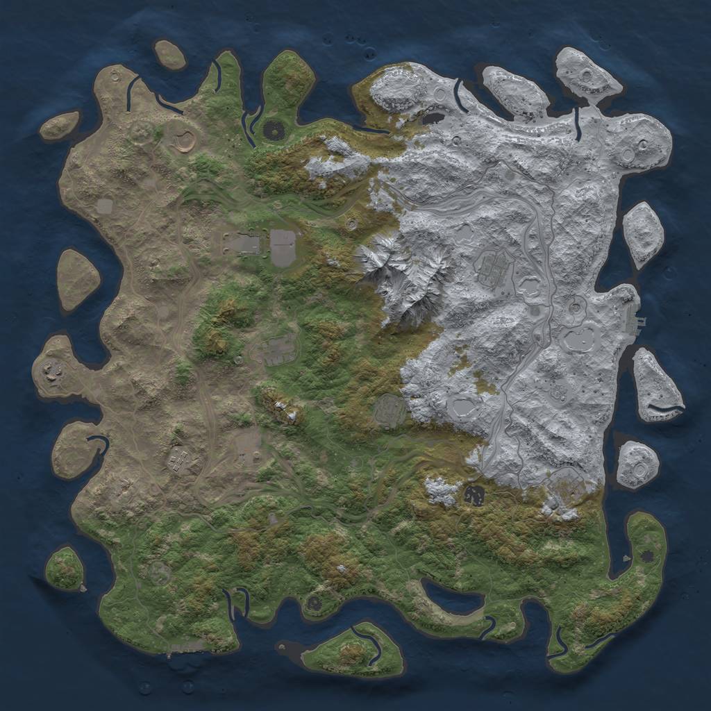 Rust Map: Procedural Map, Size: 5000, Seed: 120554, 17 Monuments