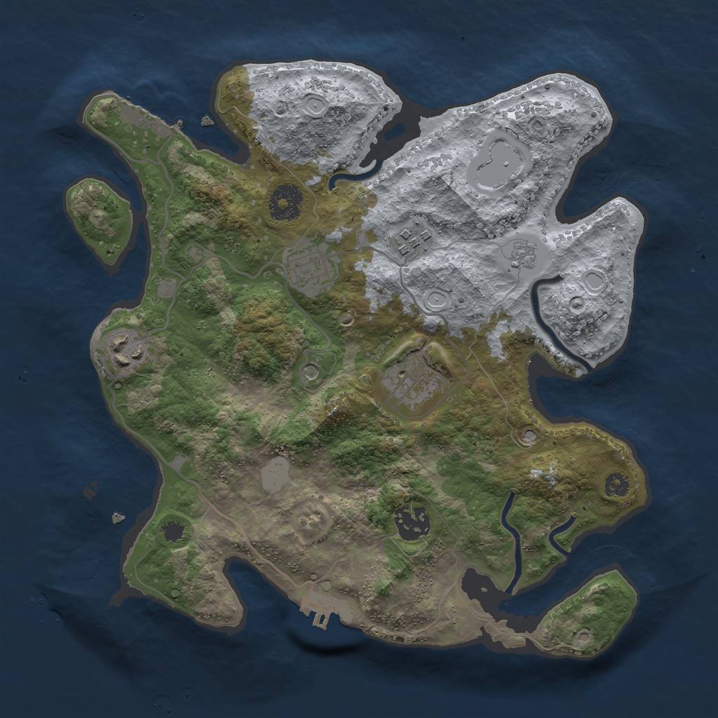 Rust Map: Procedural Map, Size: 3000, Seed: 215616665, 12 Monuments