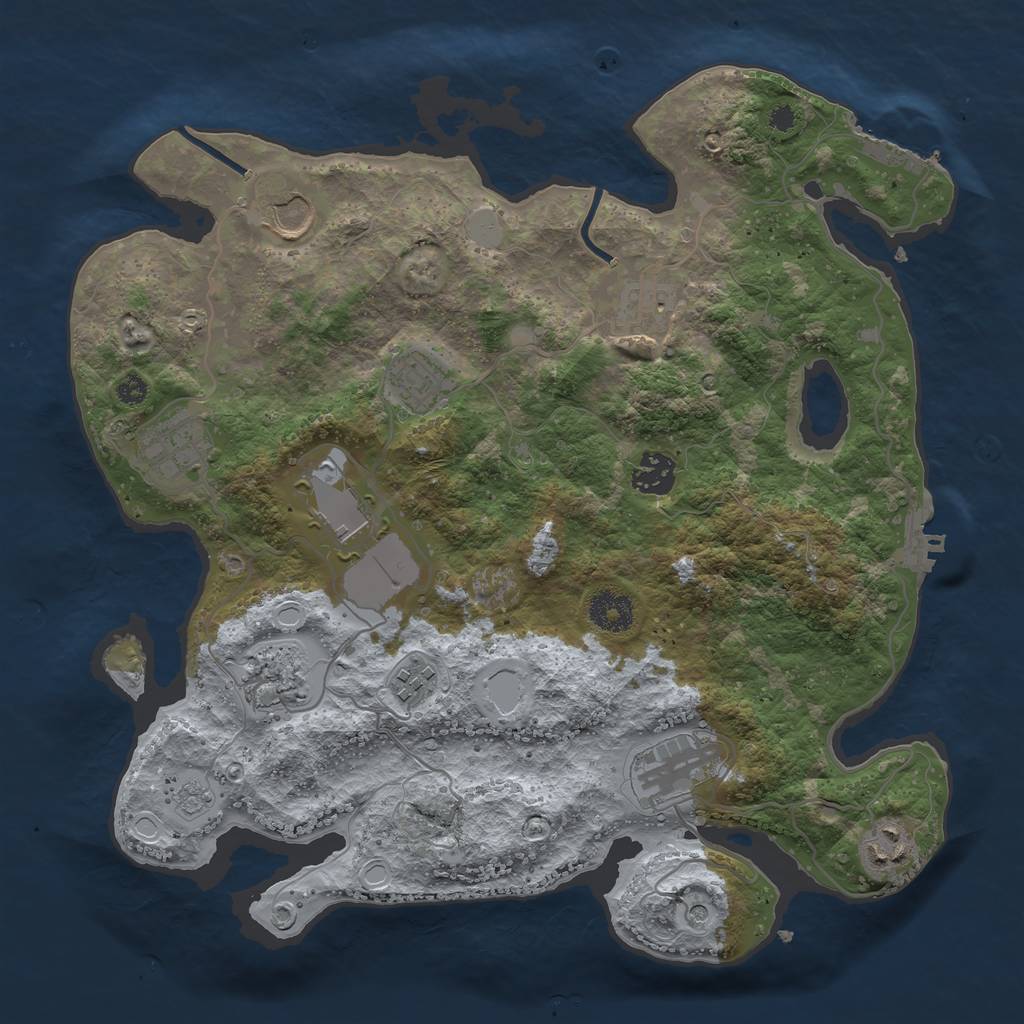 Rust Map: Procedural Map, Size: 3500, Seed: 798893550, 17 Monuments