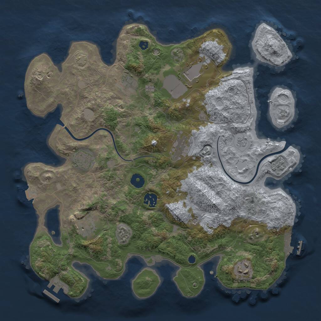 Rust Map: Procedural Map, Size: 3500, Seed: 572842, 14 Monuments